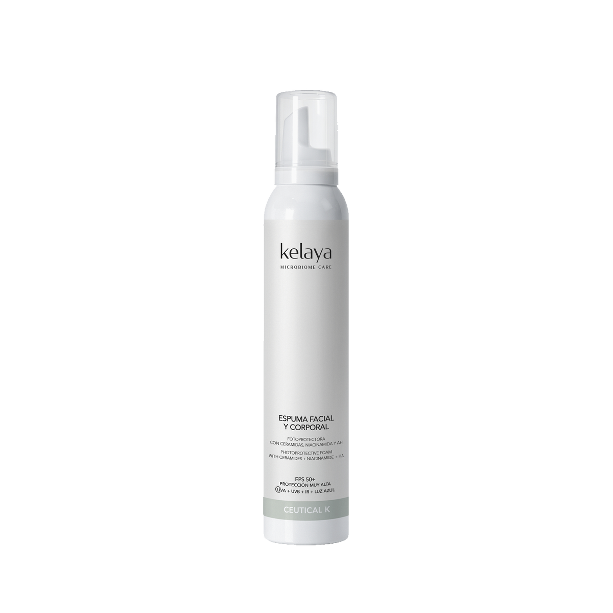ESPUMA FOTOPROTECTORA FACIAL Y CORPORAL Con Ceramidas, Niacinamida, AH y PDRN